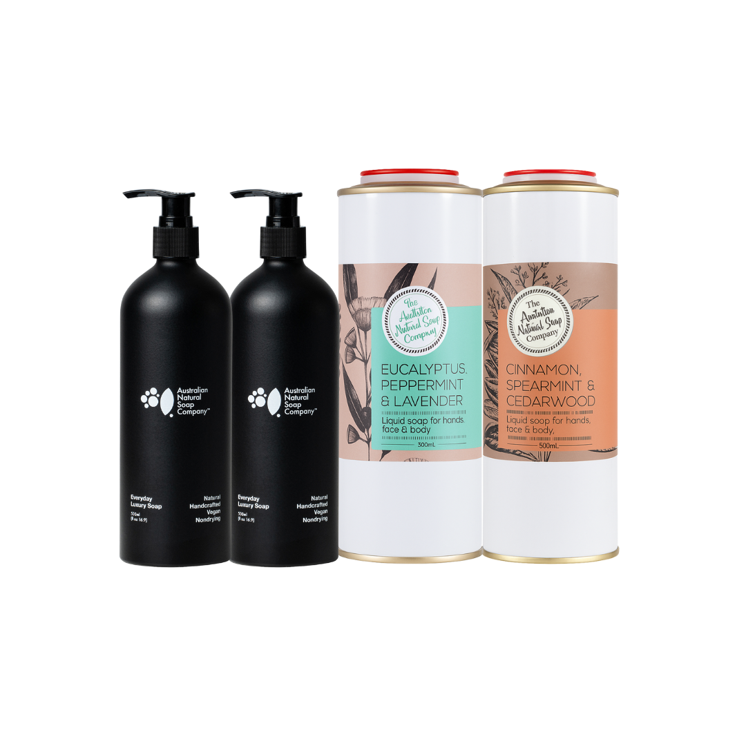 1L Hand & Body Wash Refill Bundle – 2 Bottles + 2 Refills